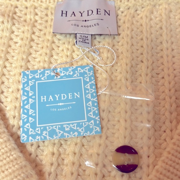 New Hayden Los Angeles Buttery Cream Fringe Sleeved Cardigan Size S/M - Picture 4 of 4